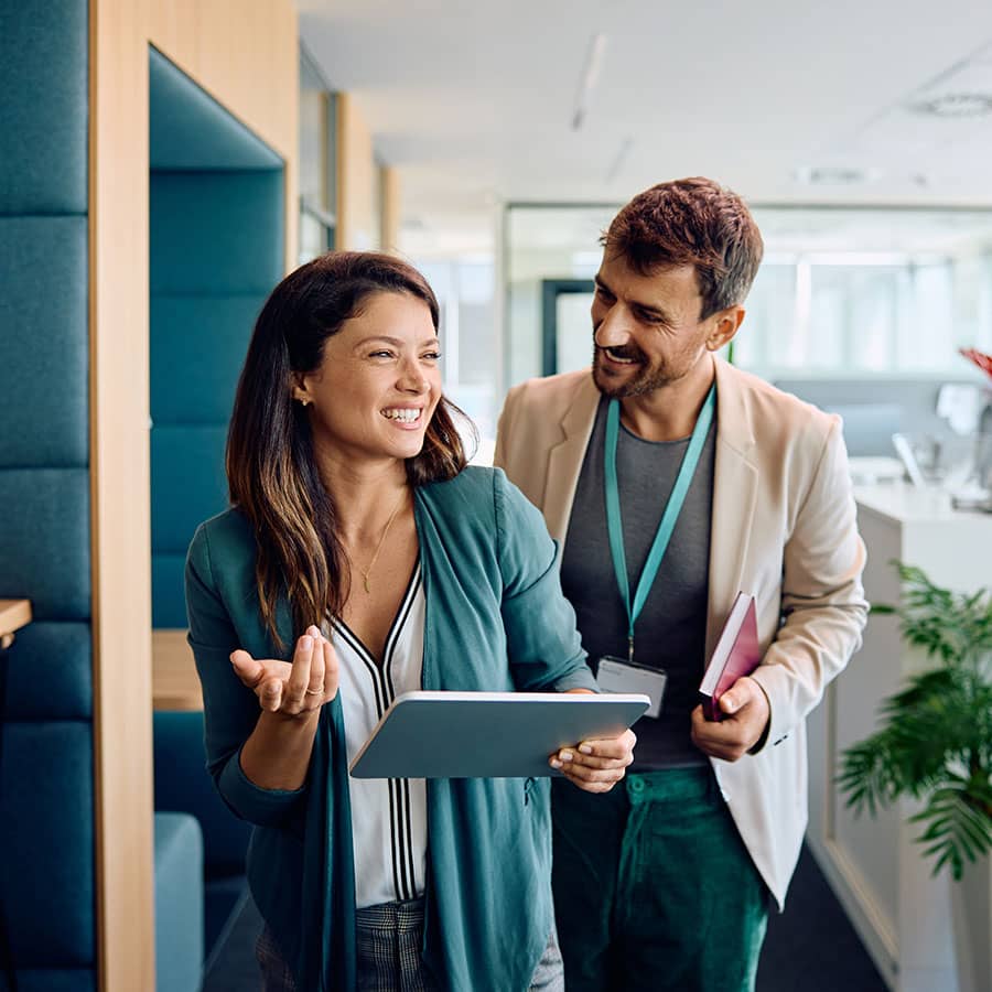 Two business colleagues working together