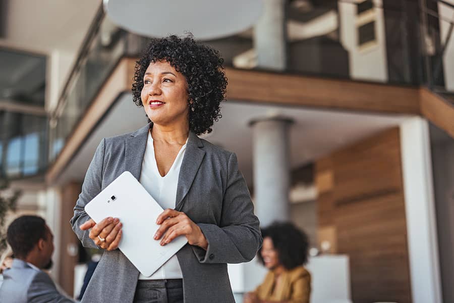 A business manager gazing into the distance
