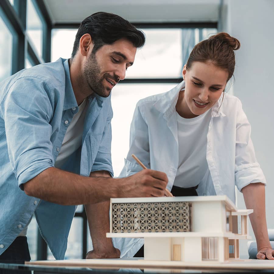 Two business colleagues working together