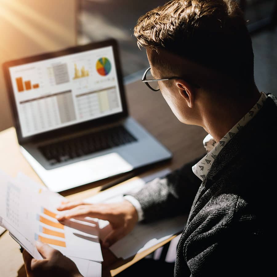 A business man working at his desk