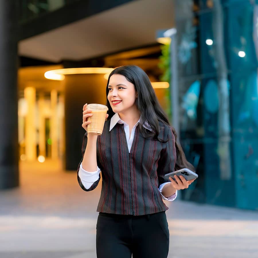 A woman working at her computer