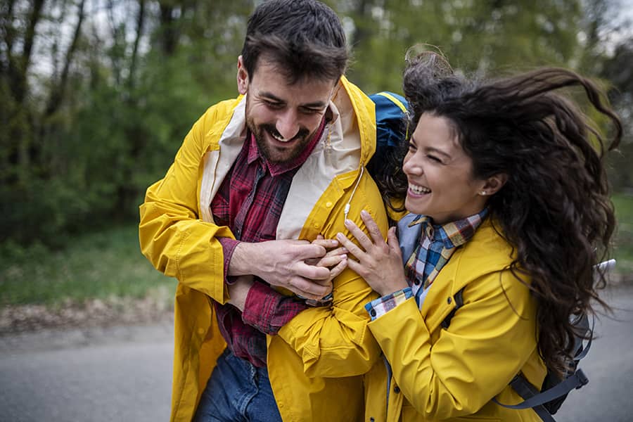 A happy couple outdoors