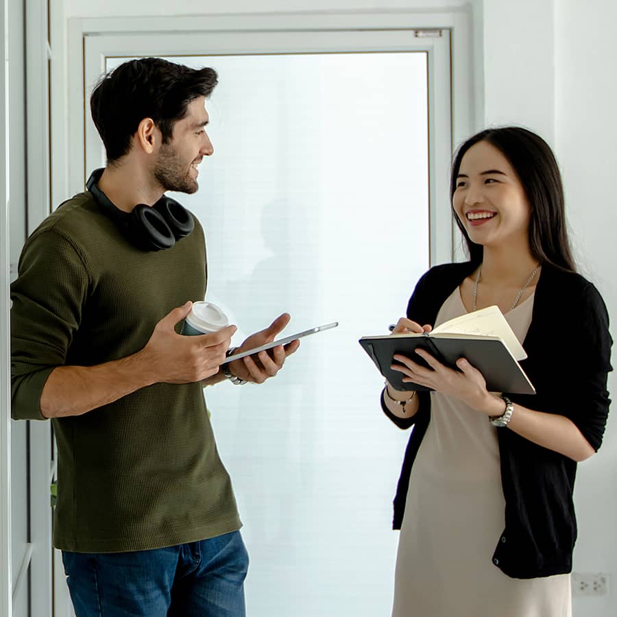 A couple having a conversation