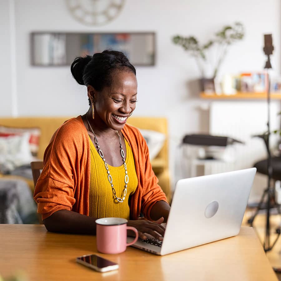A woman working on her laptop